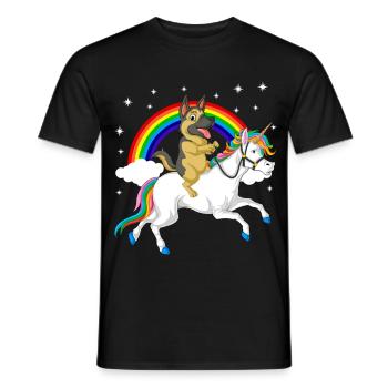 Berger allemand chevauchant une licorne - T-shirt homme - noir - Devant - AI Model Male 178 light (178cm)