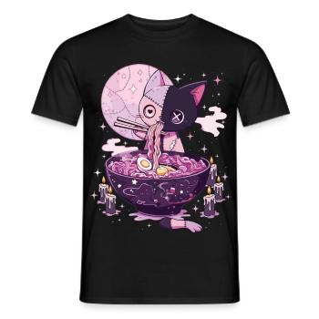 Kawaii Goth Pastel Chat Zombie Ramen - T-shirt homme - noir - Devant - AI Model Male 178 light (178cm)
