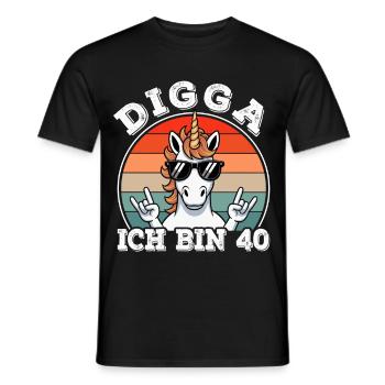 40th Birthday 40s 40th Digga I'm 40 Years Old - Men's T-Shirt - black - Front - AI Model Male 178 light (178cm)