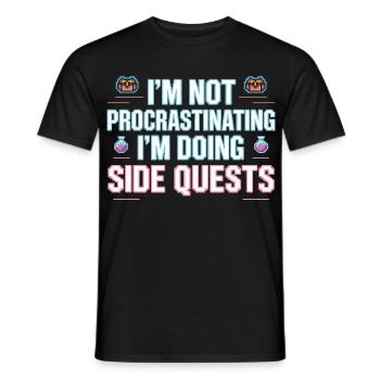 Je ne tergiverse pas, je fais des quêtes secondaires - T-shirt homme - noir - Devant - AI Model Male 178 light (178cm)