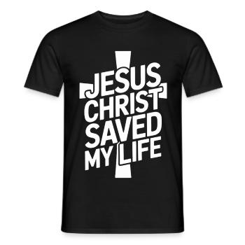  Jesus Christus hat mein Leben gerettet - Männer T-Shirt - Schwarz - Vorne - AI Model Male 178 light (178cm)