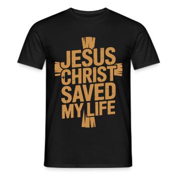  Jesus Christus hat mein Leben gerettet - Männer T-Shirt - Schwarz - Vorne - AI Model Male 178 light (178cm)