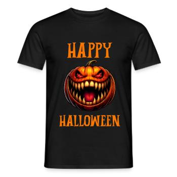 Happy Halloween – creepy pumpkin face - Men's T-Shirt - black - Front - AI Model Male 178 light (178cm)