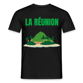 Tropisches T-Shirt auf der Insel La Réunion - Männer T-Shirt - Schwarz - Vorne - AI Model Male 178 light (178cm)