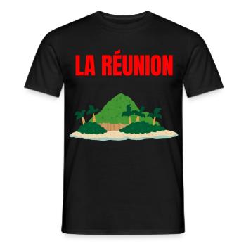 Tropisches T-Shirt auf der Insel La Réunion - Männer T-Shirt - Schwarz - Vorne - AI Model Male 178 light (178cm)