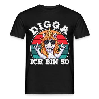 50th Birthday 50s 50th Digga I'm 50 Years Old - Men's T-Shirt - black - Front - AI Model Male 178 light (178cm)