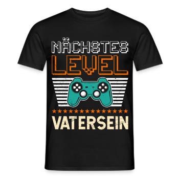 Gamer Dad NEXT LEVEL DAD Fun - Men's T-Shirt - black - Front - AI Model Male 178 light (178cm)