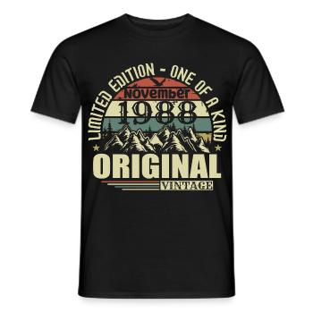 Anniversaire Novembre 1988 - T-shirt homme - noir - Devant - AI Model Male 178 light (178cm)
