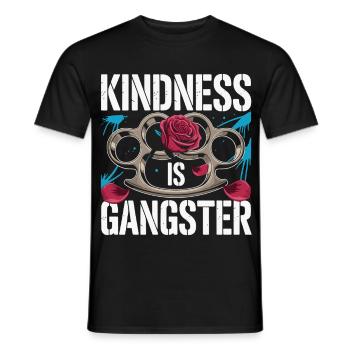La gentillesse est un gangster – Rose & Knuckles - T-shirt homme - noir - Devant - AI Model Male 178 light (178cm)