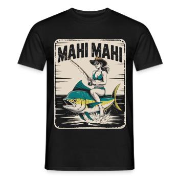Mahi Mahi Beach Angler Rétro - T-shirt homme - noir - Devant - AI Model Male 178 light (178cm)