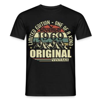 Birthday November 1969 - Men's T-Shirt - black - Front - AI Model Male 178 light (178cm)