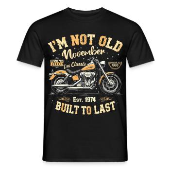 Voiture de collection Novembre 1974 Né Vintage Anniversaire - T-shirt homme - noir - Devant - AI Model Male 178 light (178cm)