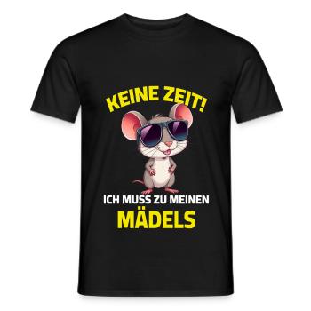 No time, I have to go to my girls' mouse sayings - Men's T-Shirt - black - Front - AI Model Male 178 light (178cm)