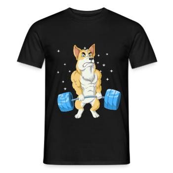 Corgi Weightlifting - Men's T-Shirt - black - Front - AI Model Male 178 light (178cm)