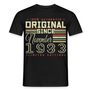 cadeau d'anniversaire novembre 1983 - T-shirt homme - noir - Devant - AI Model Male 178 light (178cm)