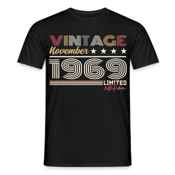 November 1969 - Men's T-Shirt - black - Front - AI Model Male 178 light (178cm)