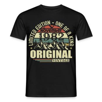 Birthday november 1982 - Men's T-Shirt - black - Front - AI Model Male 178 light (178cm)