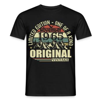 Birthday november 1965 - Men's T-Shirt - black - Front - AI Model Male 178 light (178cm)