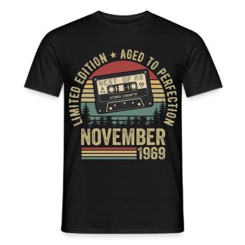 November 1969 - Men's T-Shirt - black - Front - AI Model Male 178 light (178cm)