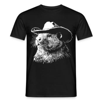 Chapeau de cowboy castor western - T-shirt homme - noir - Devant - AI Model Male 178 light (178cm)