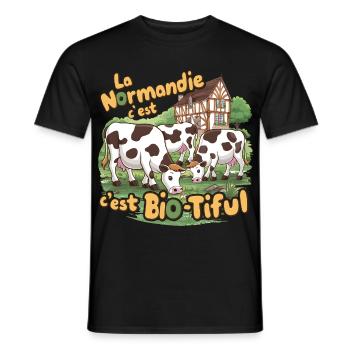 Normandie ist ein bio-tiful humorvolles Geschenk - Männer T-Shirt - Schwarz - Vorne - AI Model Male 178 light (178cm)