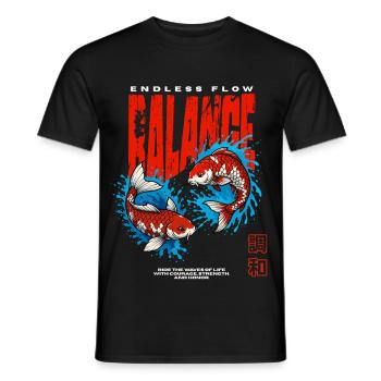 Balance - Koi Fish - Endless Flow - Men's T-Shirt - black - Front - AI Model Male 178 light (178cm)