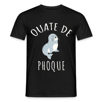 Ouate de Phoque Humour Français Jeu de Mots Rigolo - T-shirt homme - noir - Devant - AI Model Male 178 light (178cm)