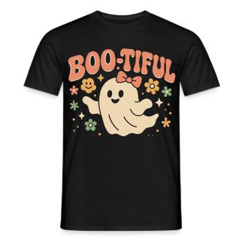 Motif d'Halloween avec un dicton drôle et mignon « Boo-tiful Ghost » - T-shirt homme - noir - Devant - AI Model Male 178 light (178cm)