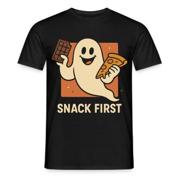 Snack First Halloween Costume Funny Saying - Men's T-Shirt - black - Front - AI Model Male 178 light (178cm)