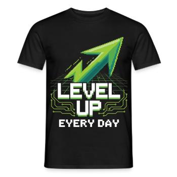 Gaming Shirt with Pixel Arrow – Daily Motivation - Men's T-Shirt - black - Front - AI Model Male 178 light (178cm)