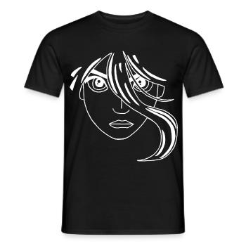 White manga face - Men's T-Shirt - black - Front - AI Model Male 178 light (178cm)