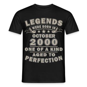 25e anniversaire Original Octobre Année 2000 - T-shirt homme - noir - Devant - AI Model Male 178 light (178cm)