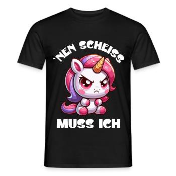 Wütendes Einhorn Chibi Motiv - Männer T-Shirt - Schwarz - Vorne - AI Model Male 178 light (178cm)