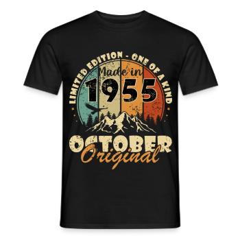October 1955 Vintage Vintage Retro Birthday - Men's T-Shirt - black - Front - AI Model Male 178 light (178cm)