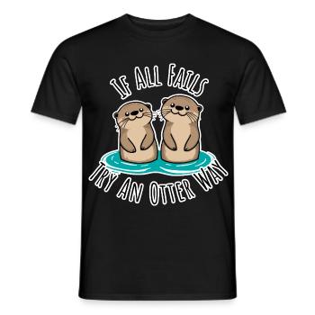 Cute otters! When Everything Goes Wrong Otter Way - Men's T-Shirt - black - Front - AI Model Male 178 light (178cm)