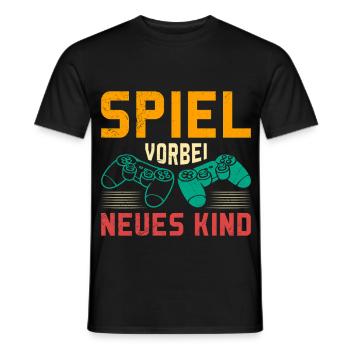 Zocker Papa SPIEL VORBEI NEUES KIND Lustiges - Männer T-Shirt - Schwarz - Vorne - AI Model Male 178 light (178cm)