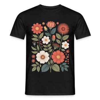 Botanique Diversité Fleur Jardin Prairie Nature - T-shirt homme - noir - Devant - AI Model Male 178 light (178cm)