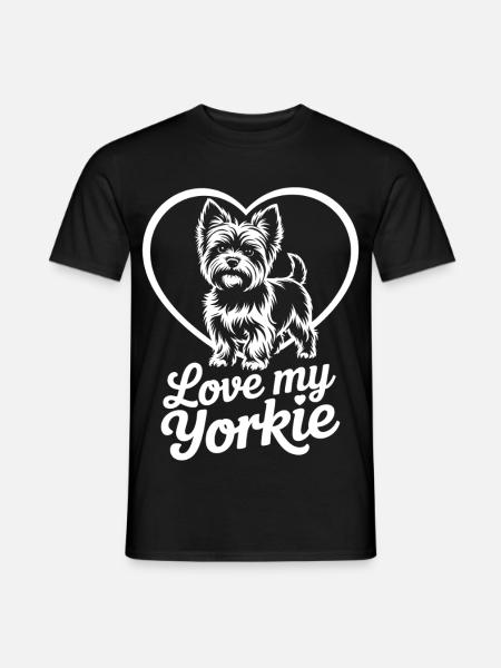 Yorkie Herzmotiv - Männer T-Shirt - Schwarz