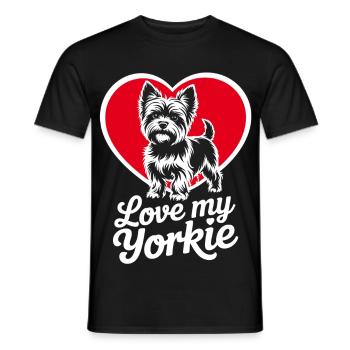 Yorkie Love Heart Design - T-shirt homme - noir - Devant - AI Model Male 178 light (178cm)