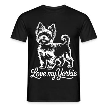 Yorkie Love Motif Dog - Men's T-Shirt - black - Front - AI Model Male 178 light (178cm)