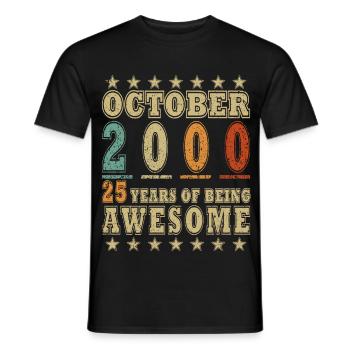 25ème Anniversaire Légende Octobre Année 2000 - T-shirt homme - noir - Devant - AI Model Male 178 light (178cm)