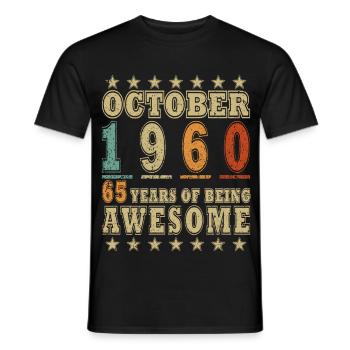 Octobre 1960 Rétro Anniversaire 1960 Octobre 1960 - T-shirt homme - noir - Devant - AI Model Male 178 light (178cm)