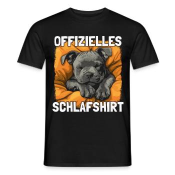 Sleeping American Staffordshire Terrier puppy - Men's T-Shirt - black - Front - AI Model Male 178 light (178cm)