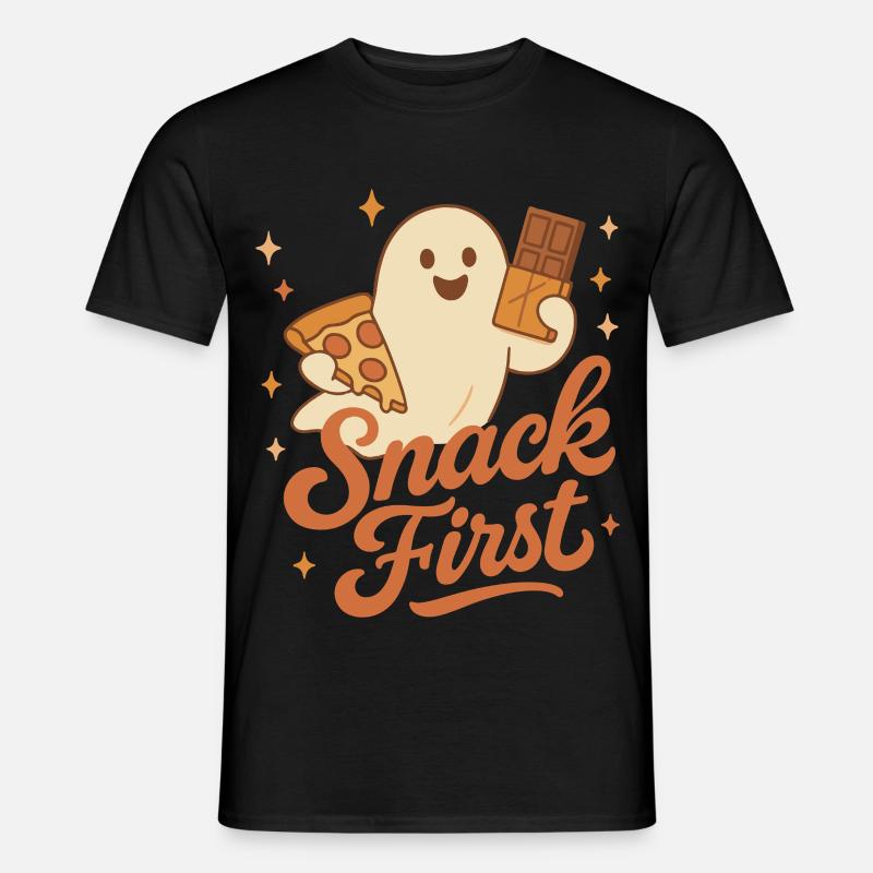 Snack First Halloween Geist Kostüm Spaß - Männer T-Shirt - Schwarz