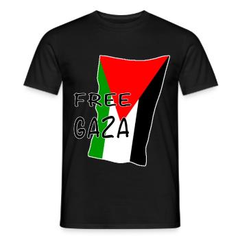 Free Gaza Flag Motif - Men's T-Shirt - black - Front - AI Model Male 178 light (178cm)