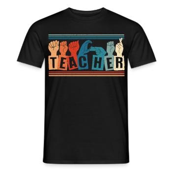ASL Sign Language Interpreter - Men's T-Shirt - black - Front - AI Model Male 178 light (178cm)