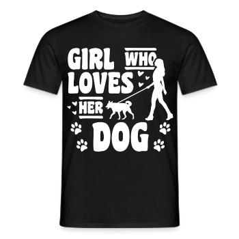 Fille qui aime les chiens - T-shirt homme - noir - Devant - AI Model Male 178 light (178cm)