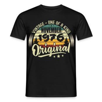 Vintage November 1976 Original November 1976 - Men's T-Shirt - black - Front - AI Model Male 178 light (178cm)