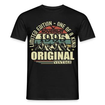 Birthday November 1995 - Men's T-Shirt - black - Front - AI Model Male 178 light (178cm)