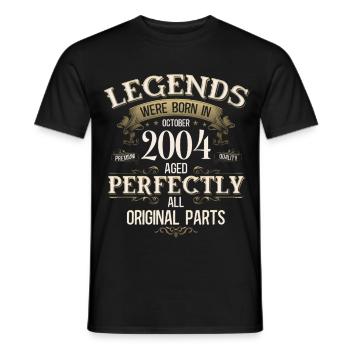 21st Birthday Legend October Vintage 2004 - Men's T-Shirt - black - Front - AI Model Male 178 light (178cm)